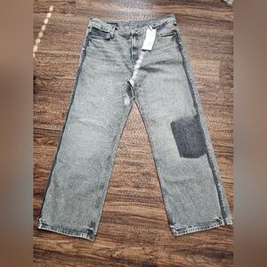 ZARA TRF Gray Hi-Rise Wide Leg NWT Jeans Size 14